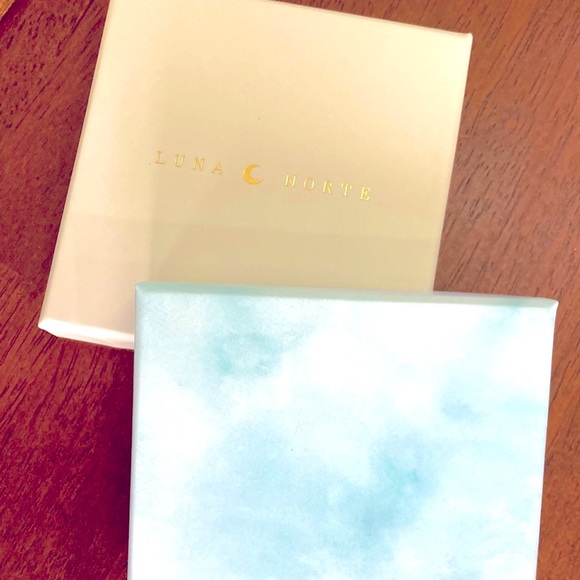 New Luna Norte Aquamarine & Quartz 14KT Plated Brass 3 Piece Earring set - Picture 4 of 4